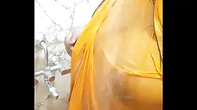 Indian busty beauty in traditional saree