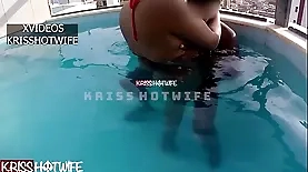 Real estate agent's poolside oral pleasure leads to cuckold encounter