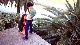 A romantic encounter in paradise featuring a redhead with a big ass