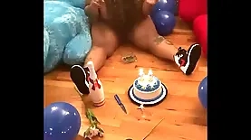 Ebony pornstar Hazelnutxxx celebrates birthday with passionate sex
