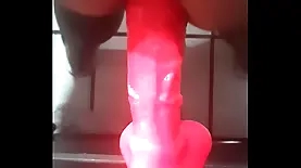 Dian Grey's solo anal play with a pink dildo