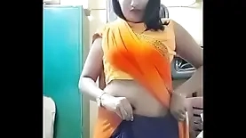 Indian pornstar Swathi Naidu reveals her curves and breasts in a saree exchange
