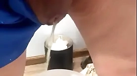 Elderly man with small penis urinates on camera
